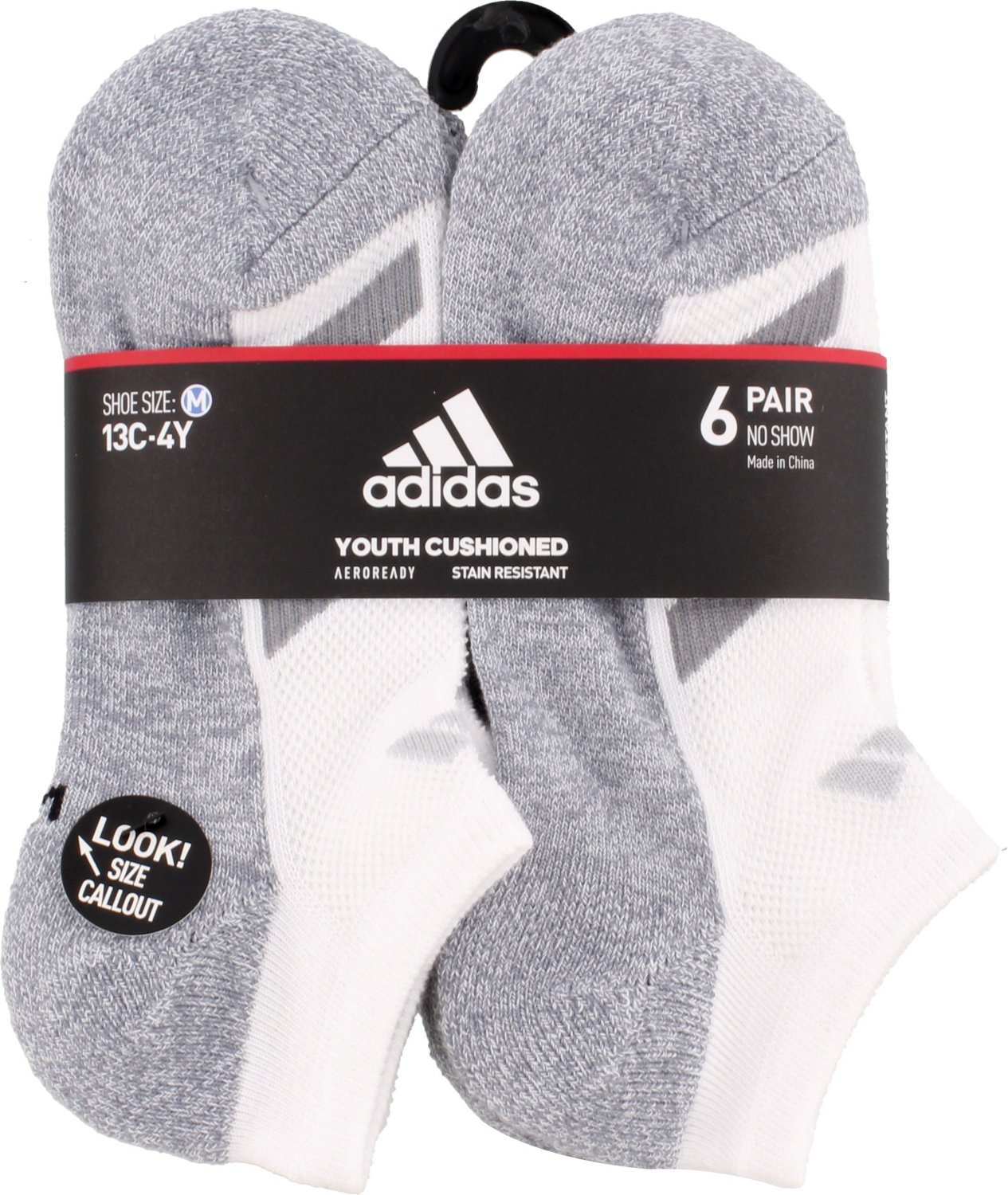 adidas Youth Cushioned Angle Stripe No Show Socks 6 Pack | Academy