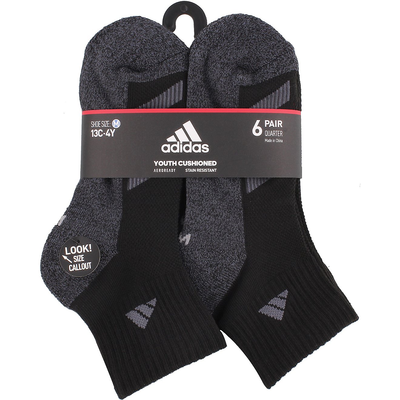 adidas Cushioned Angle Stripe Quarter Performance Socks 6 Pack                                                                   - view number 2