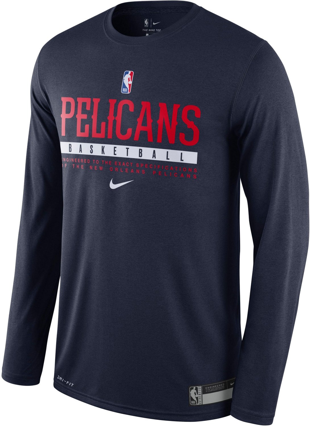 Nike Men's New Orleans Pelicans Dri-FIT Practice Long Sleeve Graphic T ...