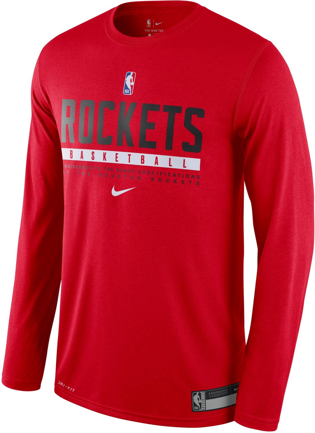 Nike Men's Houston Rockets Dri-FIT Practice Long Sleeve Graphic T-shirt ...
