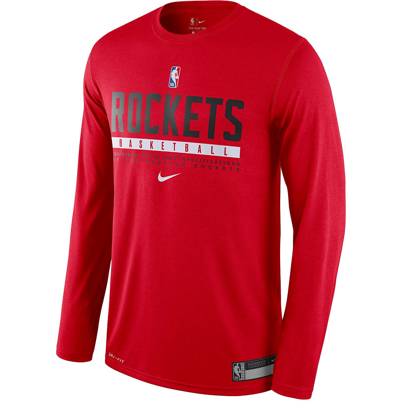 Nike Men's Houston Rockets Dri-FIT Practice Long Sleeve Graphic T-shirt ...