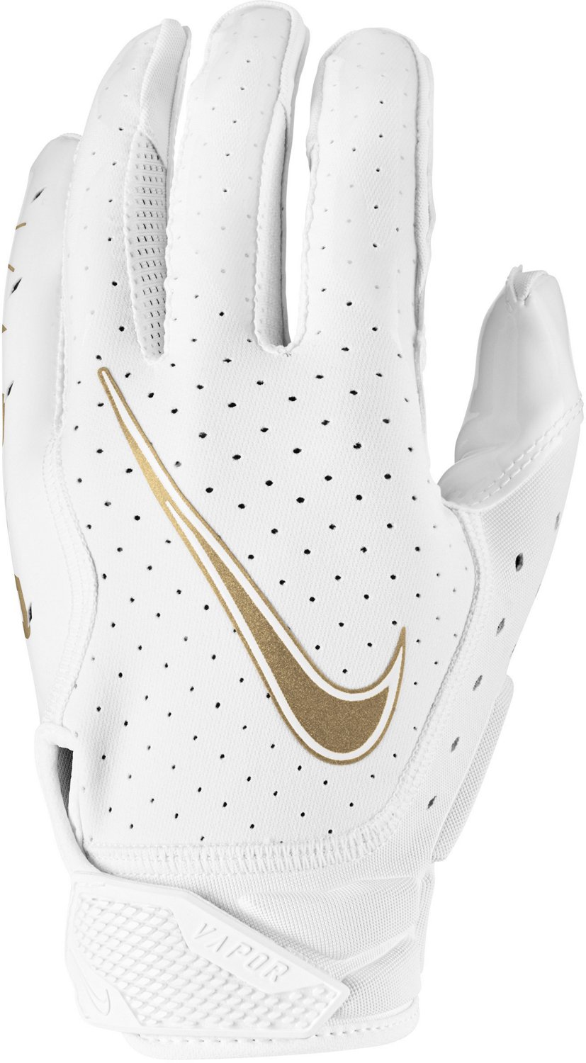 white and gold nike football gloves