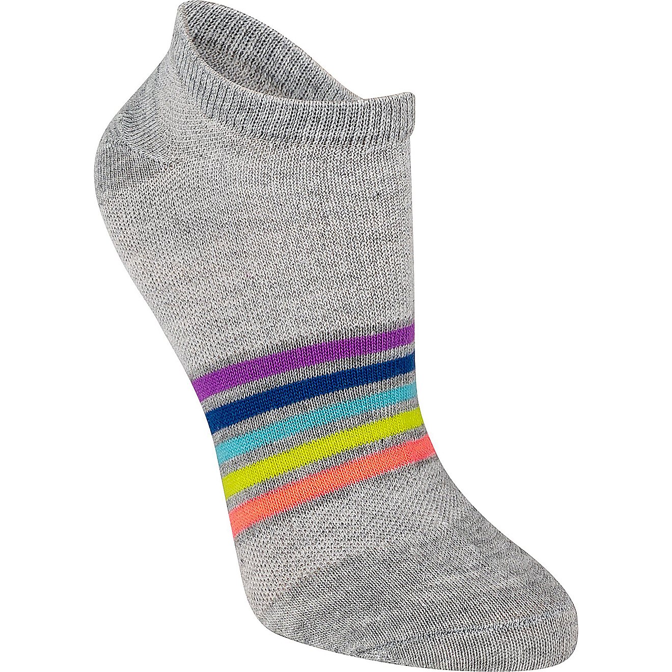 BCG Girls' Rainbow Stripes No Show Socks 6 Pack                                                                                  - view number 2