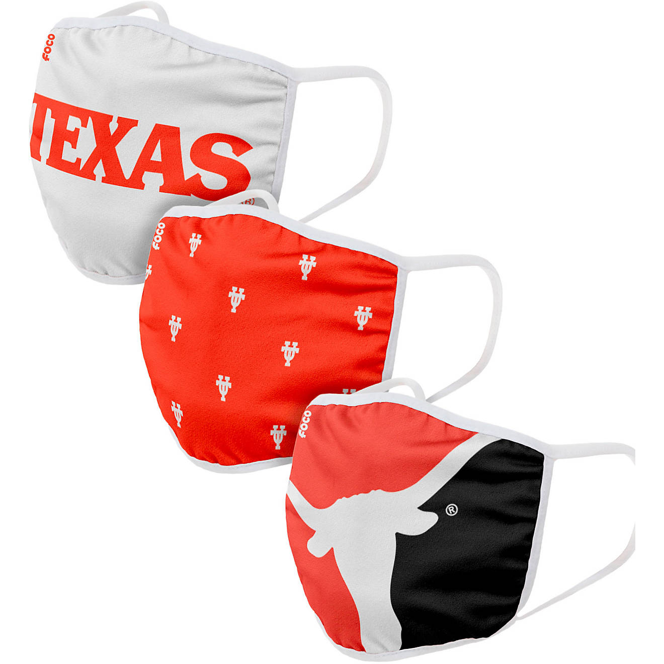 Forever Collectibles University of Texas Face Masks 3-Pack                                                                       - view number 1