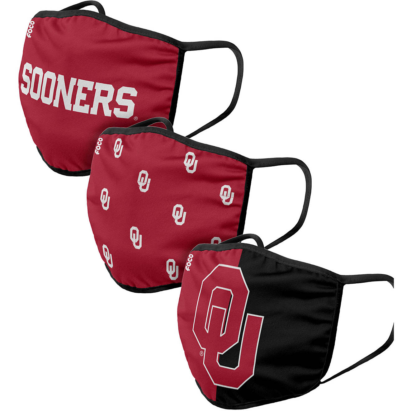 Forever Collectibles University of Oklahoma Face Masks 3-Pack                                                                    - view number 1