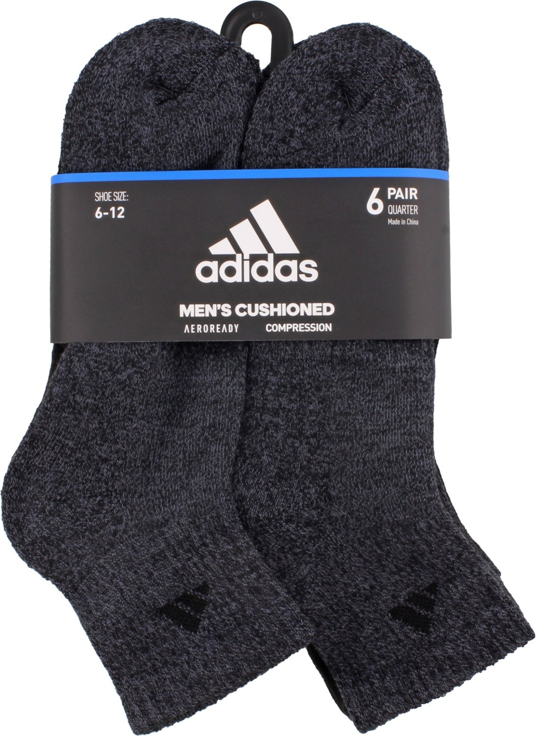 adidas Men's Large Athletic Quarter Socks 6 Pack | Academy