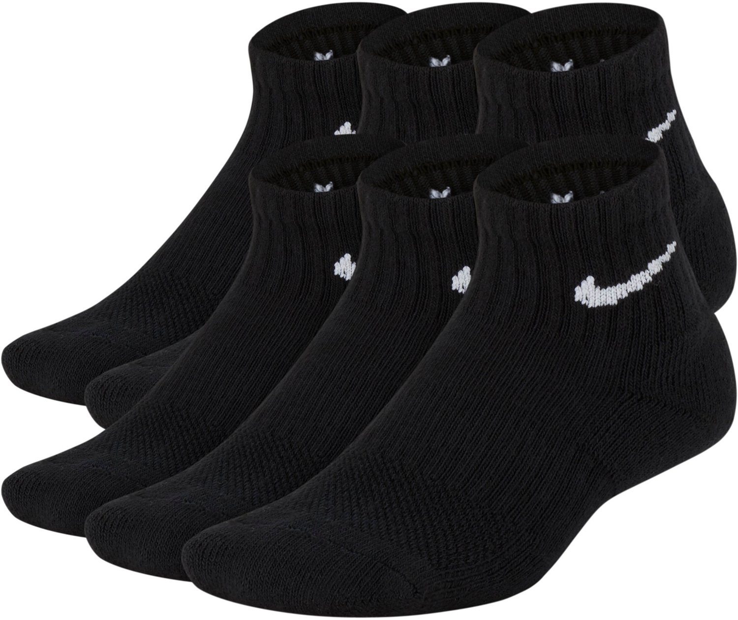 Nike Youth Performance Cushioned Training Quarter Socks 6 Pack Academy