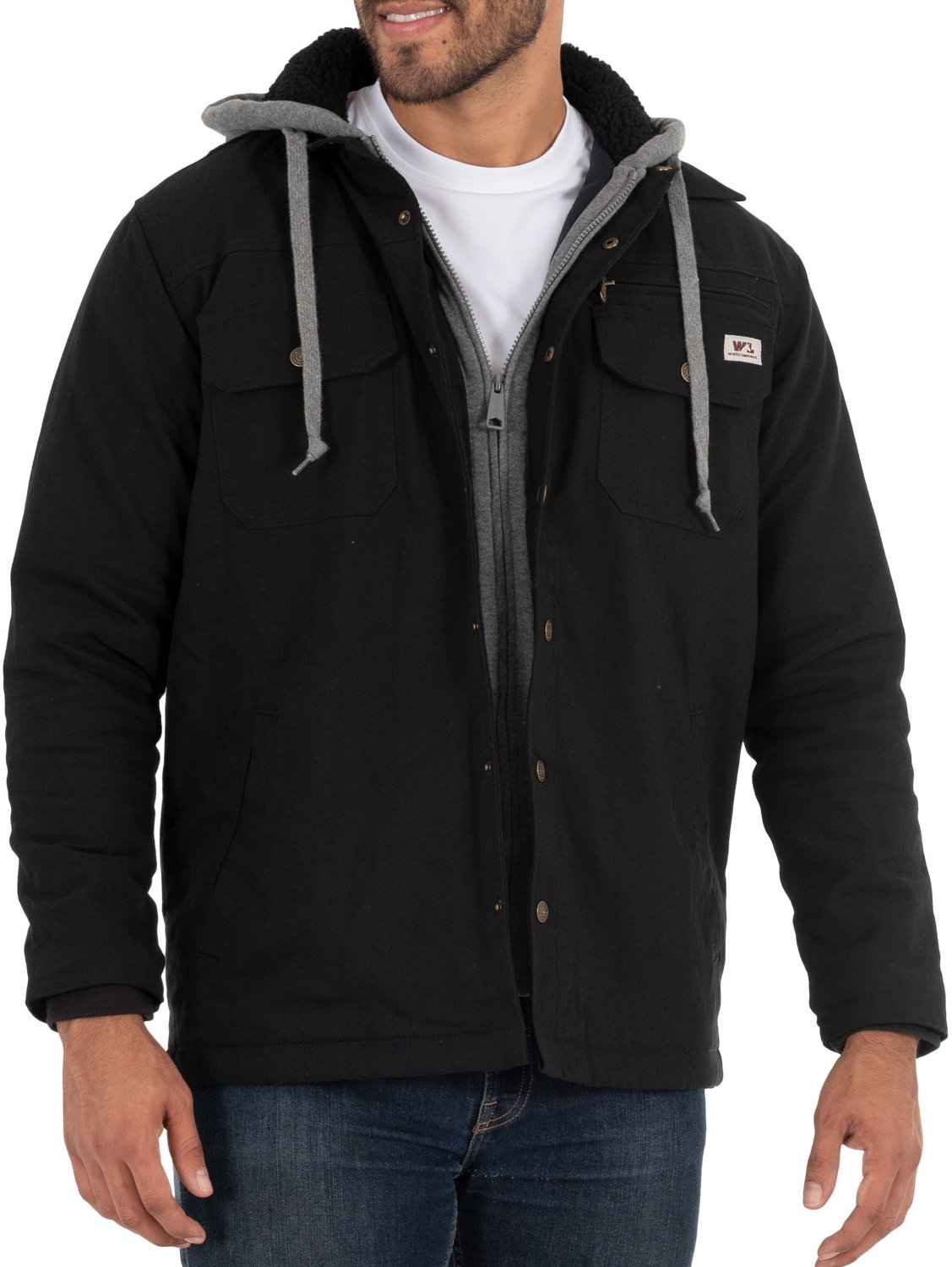 Wells Lamont M Quilted Lined Flex Canvas Shirt Jacket with Sherpa Lined