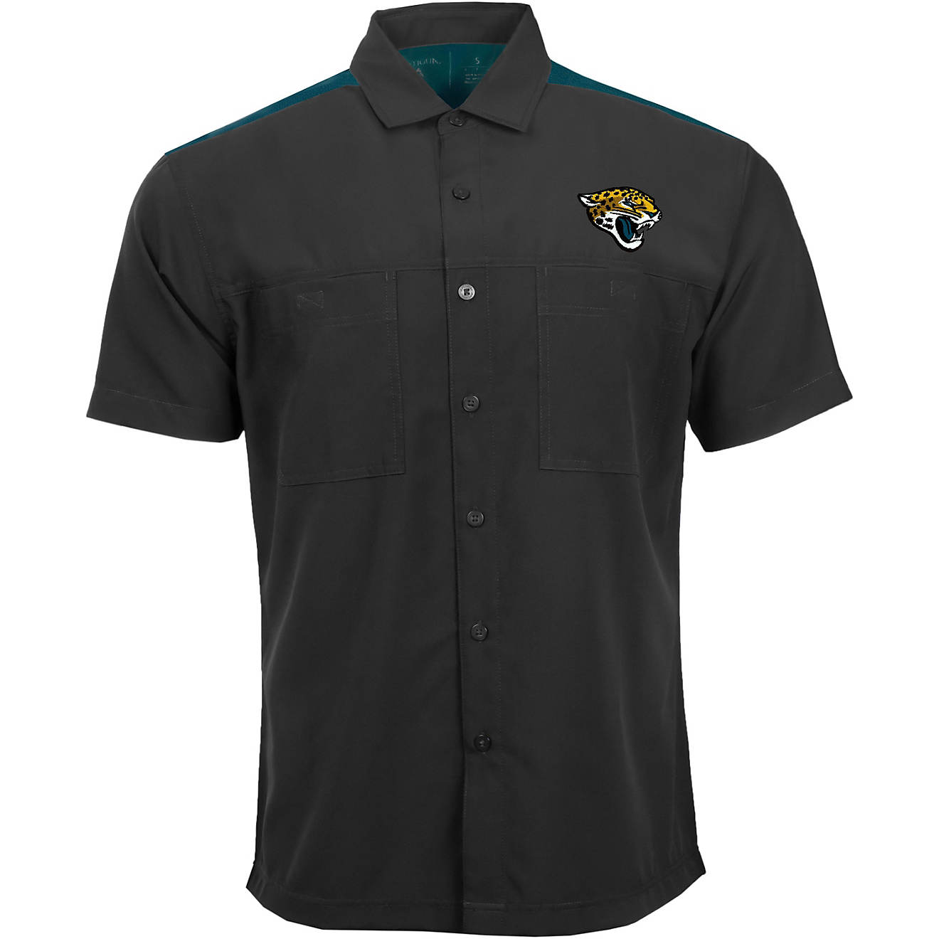 Antigua Men's Jacksonville Jaguars Angler Woven Button-Down T-shirt                                                              - view number 1
