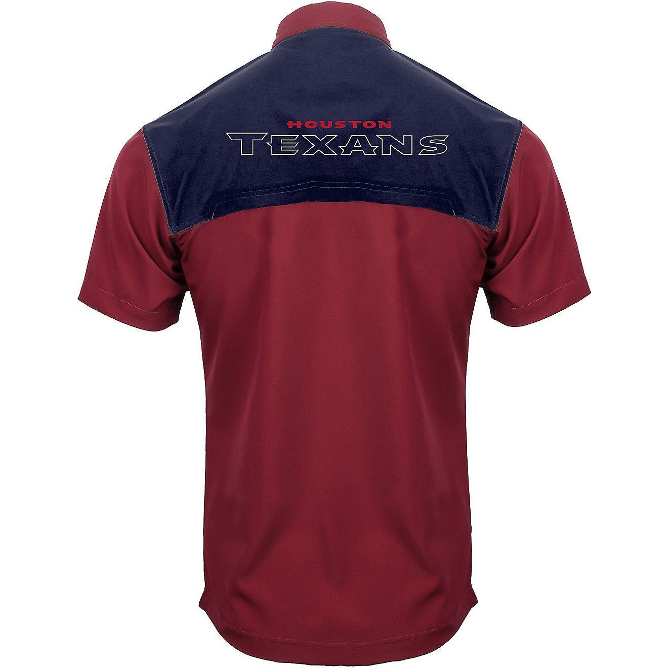 Antigua Men's Houston Texans Angler Woven Button-Down T-shirt                                                                    - view number 2