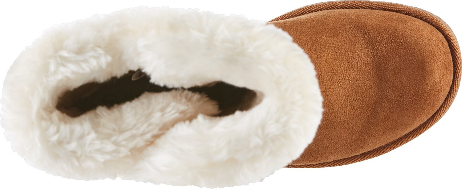 magellan outdoors women's fur collar slipper booties