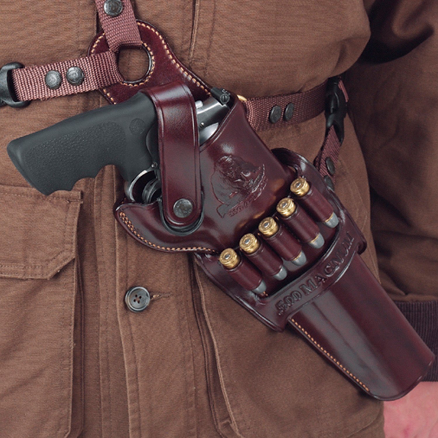 thumbnail image 2 of Galco Kodiak Hunter Shoulder Holster System For S&W N Frame .44 Model 29/629 8-3/8in, Right Hand, Brown Leather 2 of 4
