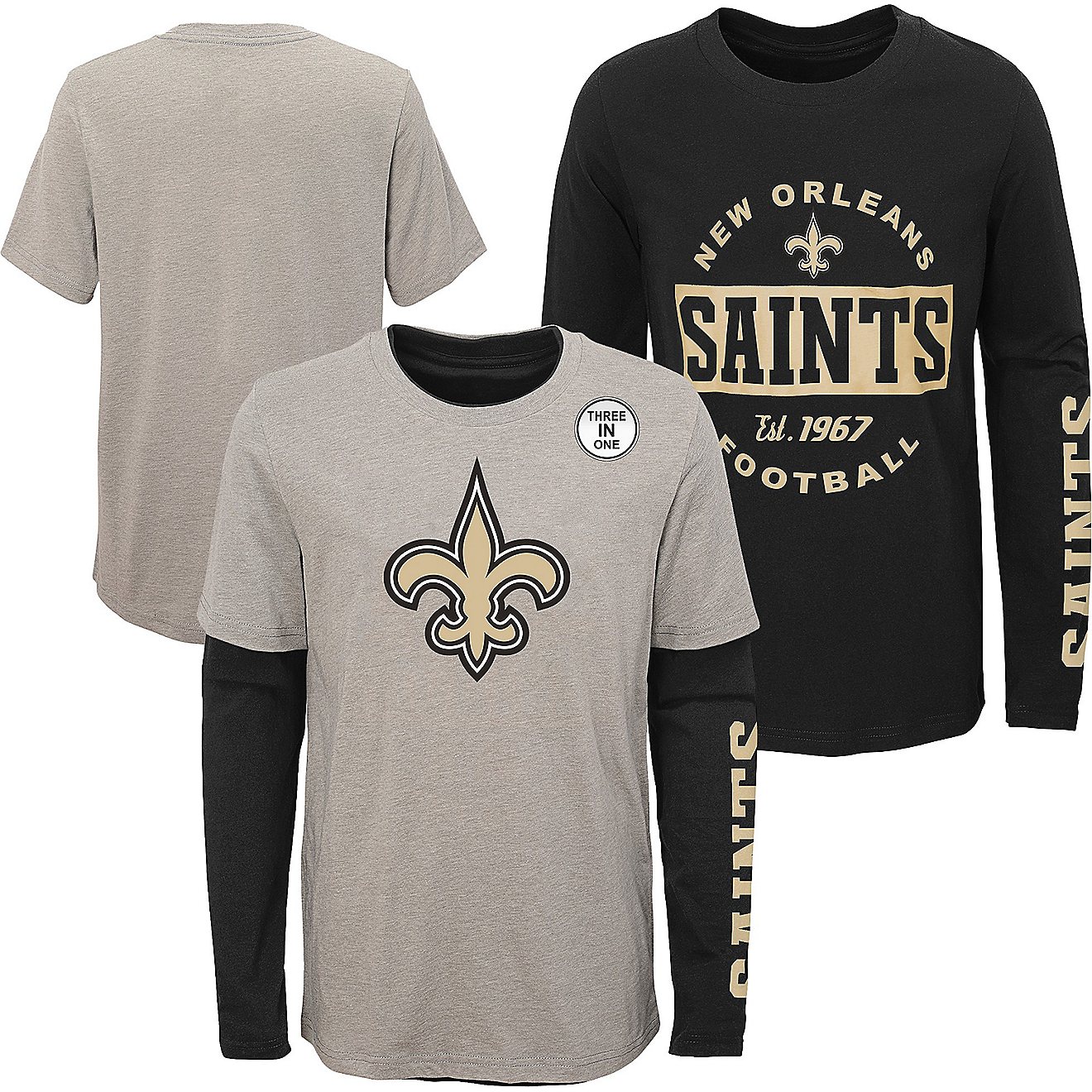 NFL Boys' 4-7 New Orleans Saints Goal Line Stand 3-in-1 T-shirt Combo                                                            - view number 1