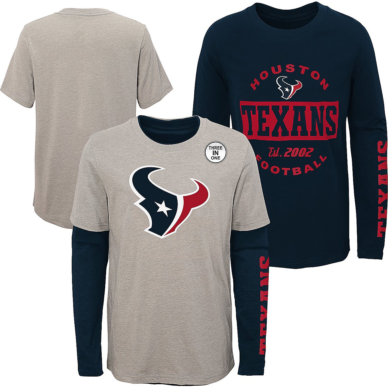NFL Boys' Houston Texans Goal Line Stand 3-in-1 T-shirt Combo                                                                    - view number 1