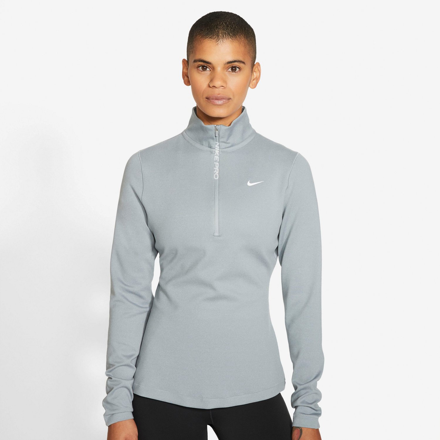 nike women's pro warm 1 2 zip long sleeve shirt
