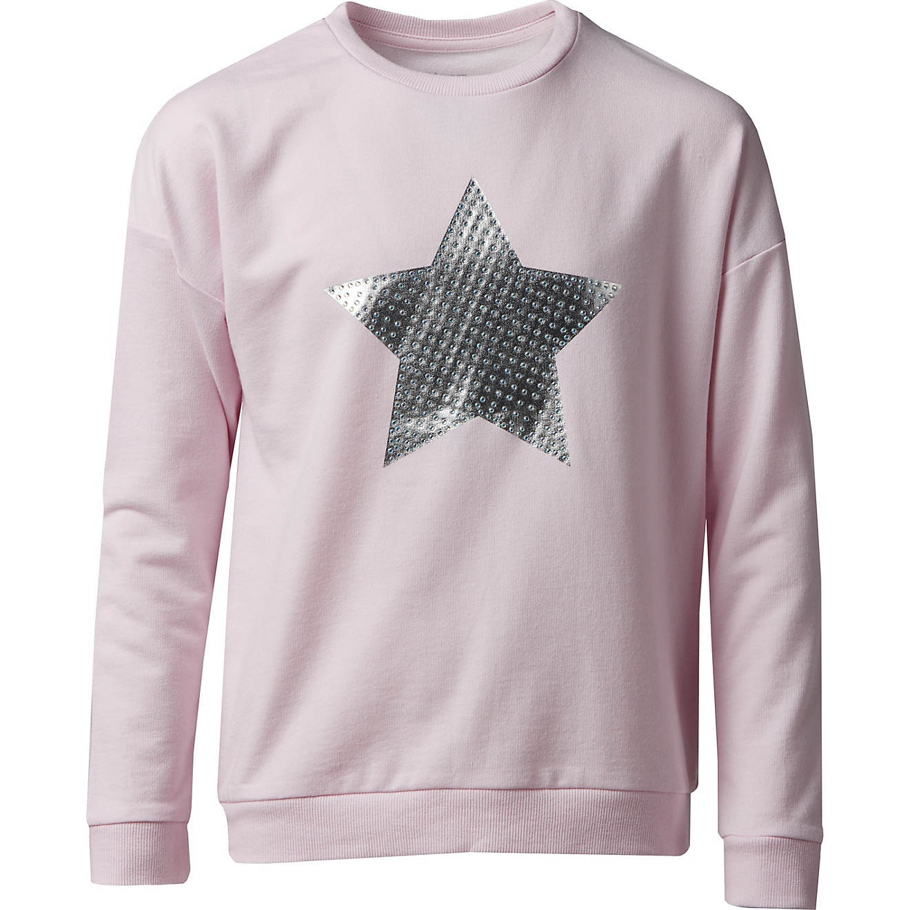 BCG Girls' French Terry Embellished Long Sleeve Sweatshirt                                                                       - view number 1