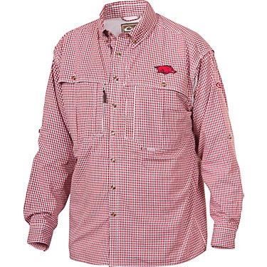 Drake Waterfowl Men's University of Arkansas Plaid Wingshooter Button-Down Shirt