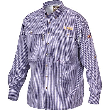Drake Waterfowl Men's Louisiana State University Plaid Wingshooter Button-Down Shirt