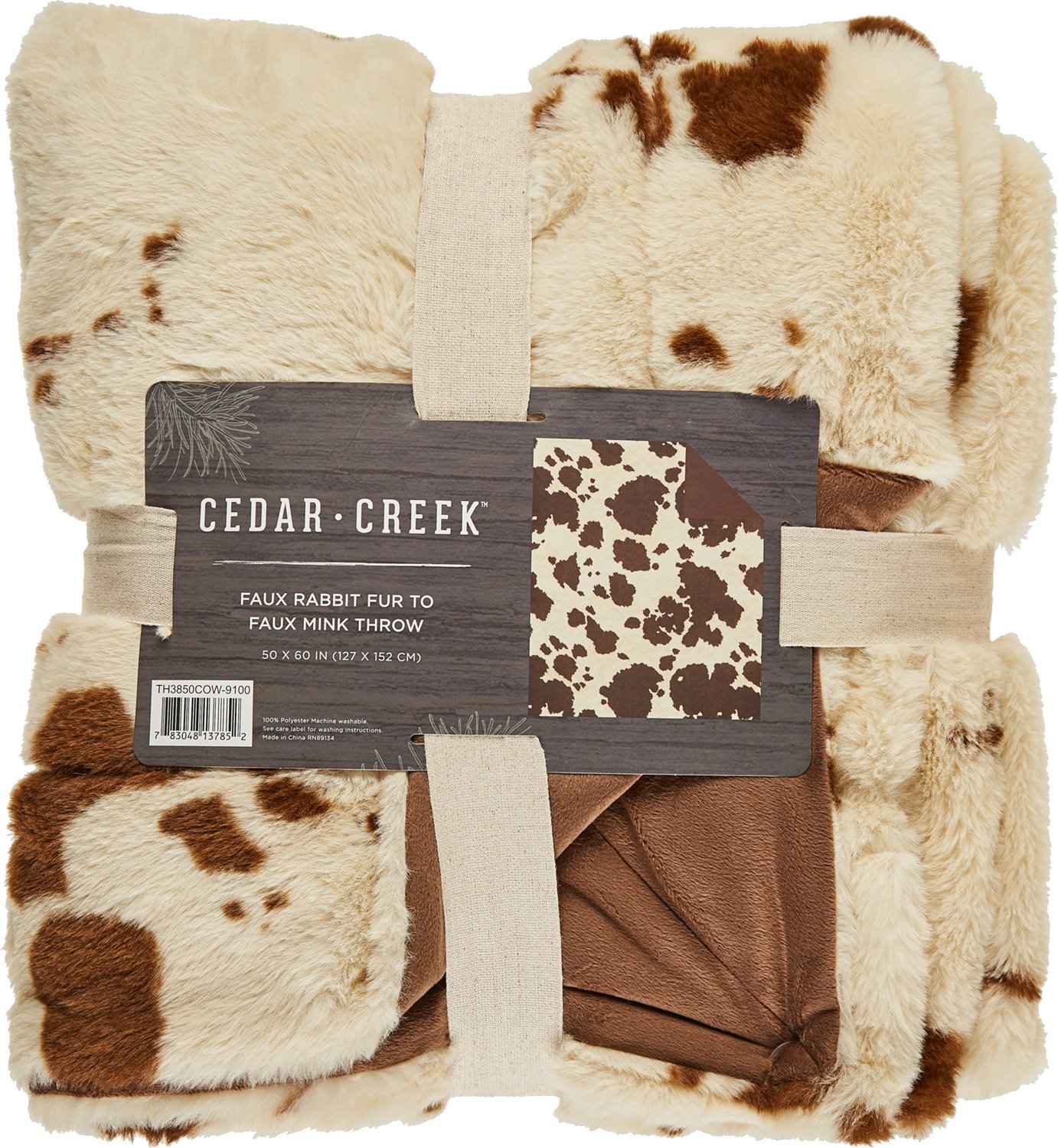 Cedar Creek Faux Fur Cow Throw Blanket Academy