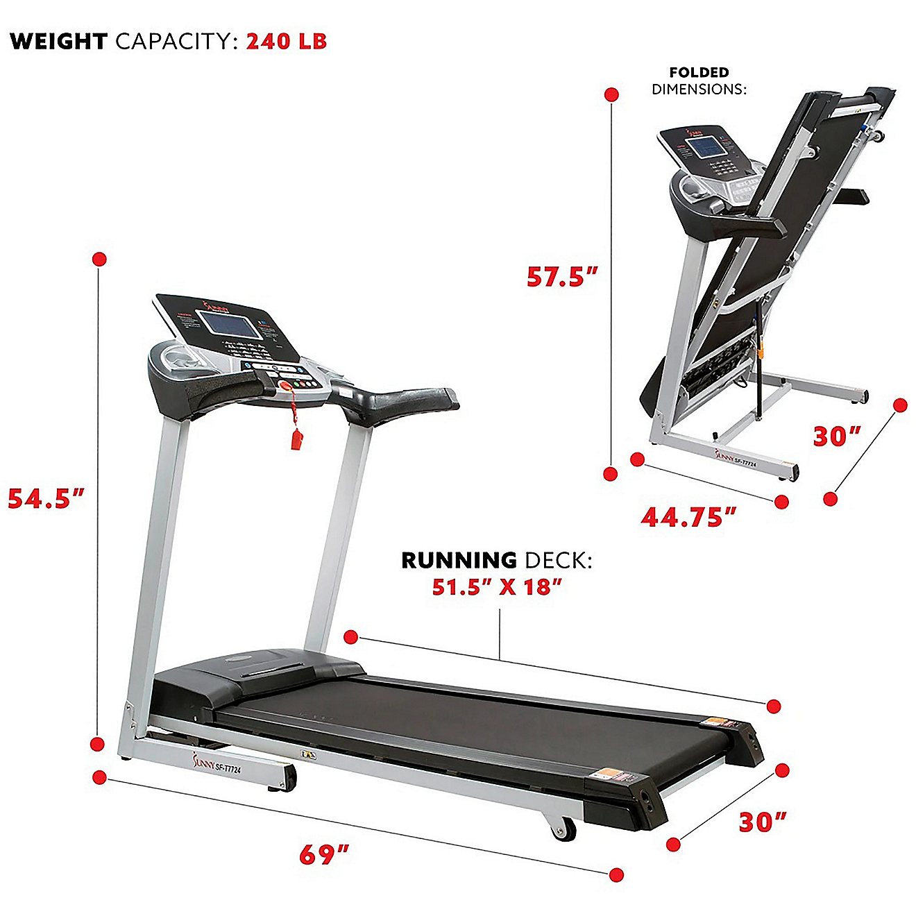 Sunny Health & Fitness Energy Flex Motorized Treadmill                                                                           - view number 5