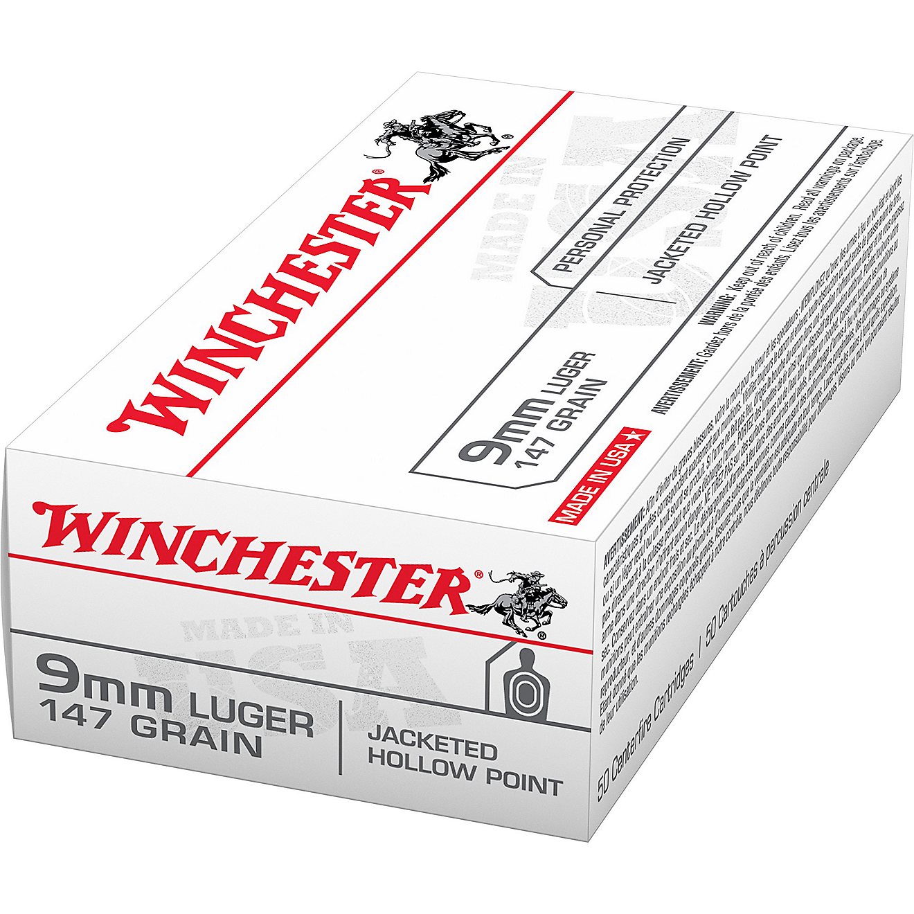 Winchester USA 9mm Luger 147-Grain Centerfire Pistol Ammunition - 50 Rounds  | Academy