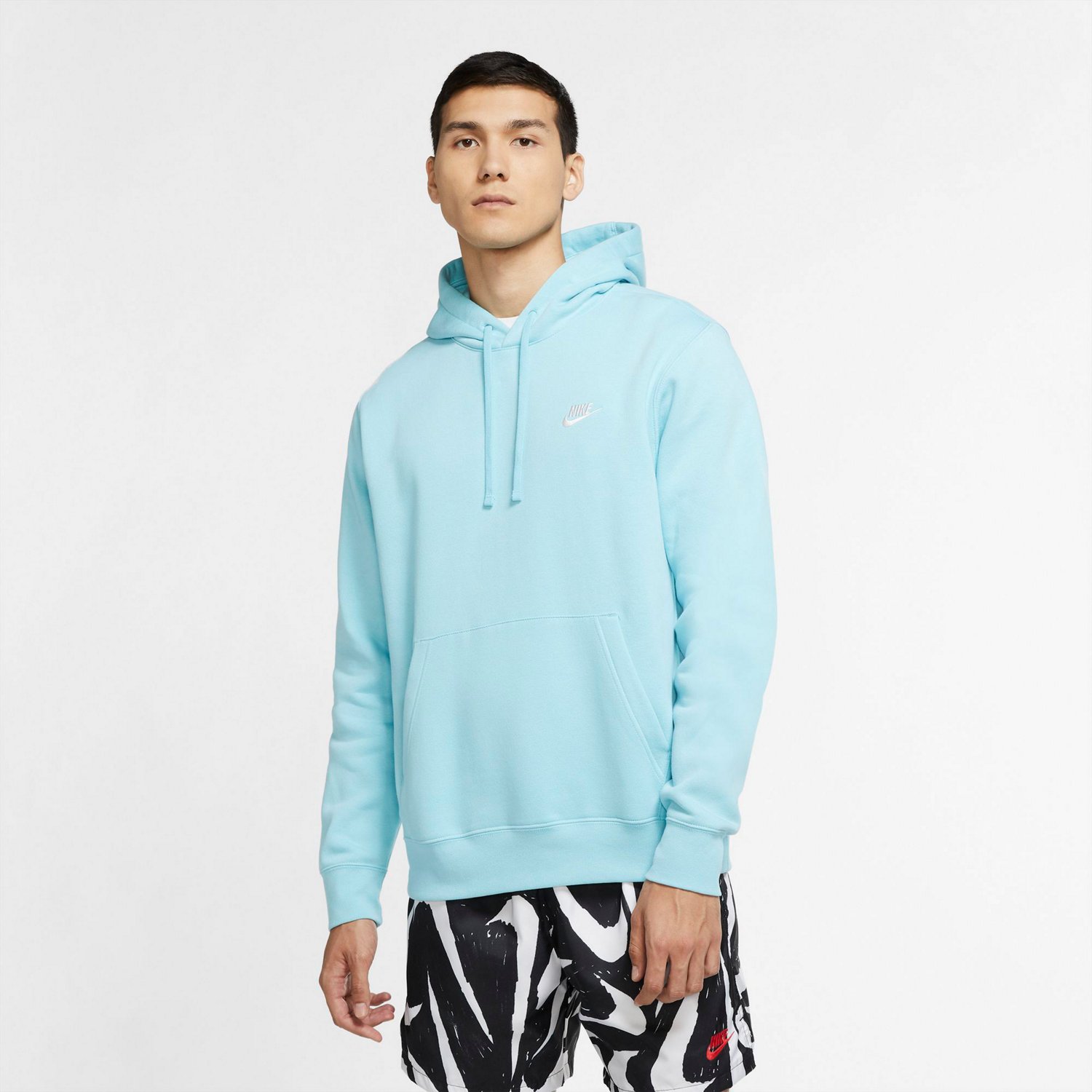 nike club overhead hoodie blue