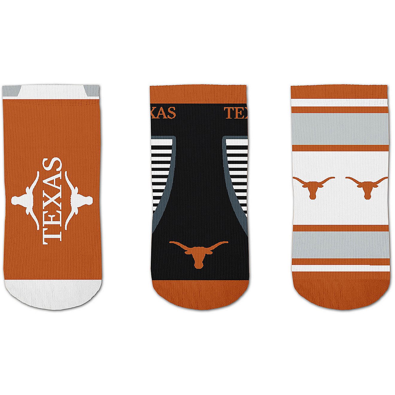 For Bare Feet University of Texas Show Me the Money No-Show Socks 3 Pack                                                         - view number 3