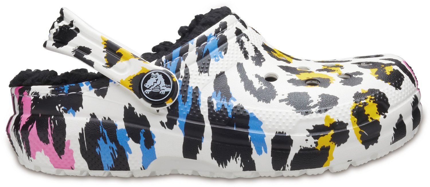 Crocs Girls' Classic Lined Leopard Print Clogs Academy