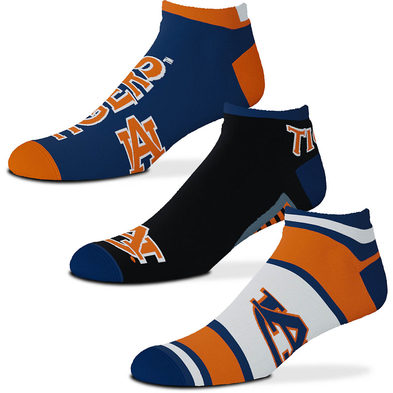 For Bare Feet Auburn University Show Me the Money No-Show Socks 3 Pack                                                           - view number 1