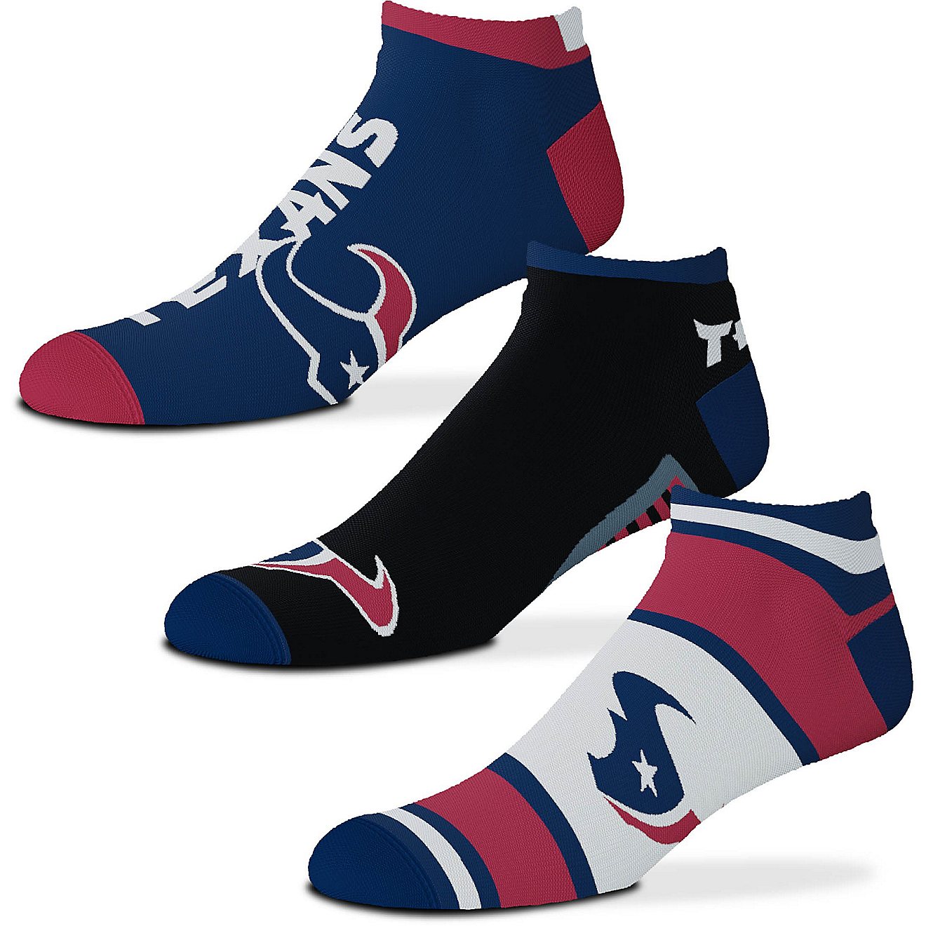 For Bare Feet Houston Texans Show Me the Money No-Show Socks 3 Pack                                                              - view number 2