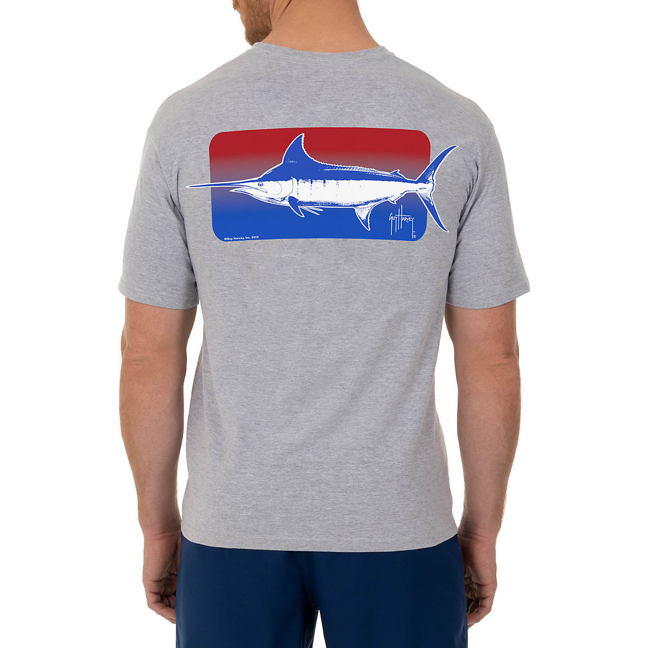 Guy Harvey Men's Red White & Blue Marlin Graphic T-shirt                                                                         - view number 1