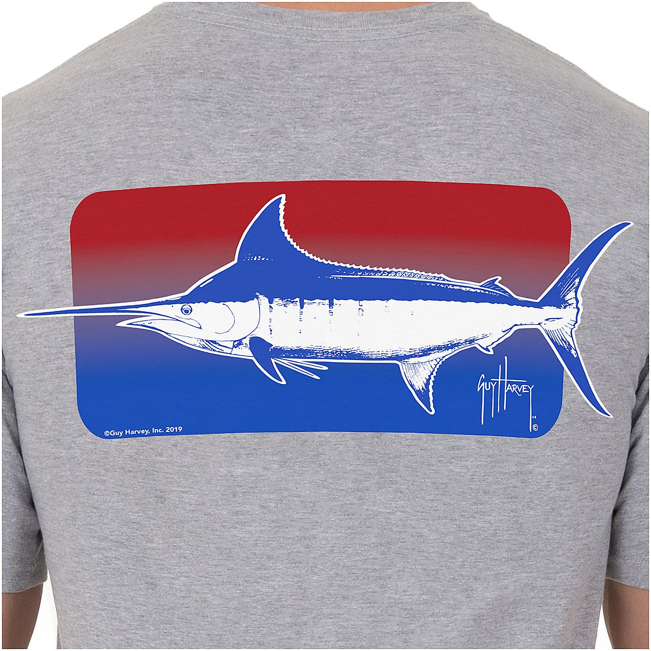 Guy Harvey Men's Red White & Blue Marlin Graphic T-shirt                                                                         - view number 3