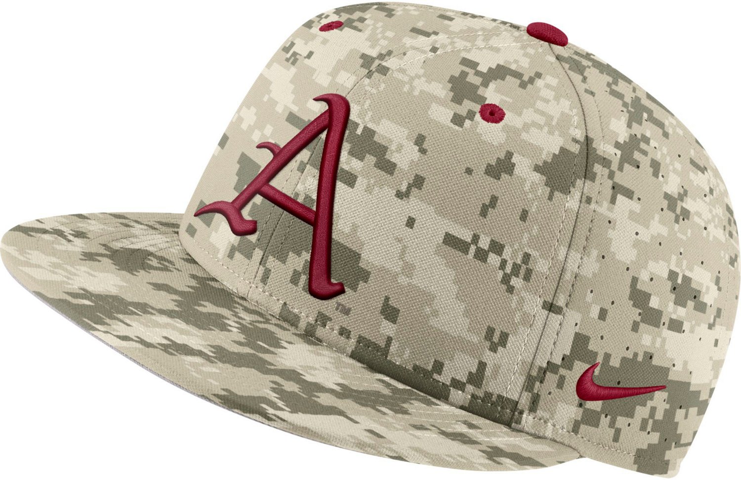 Nike Men’s University of Arkansas AeroBill True Baseball Camo Cap Academy