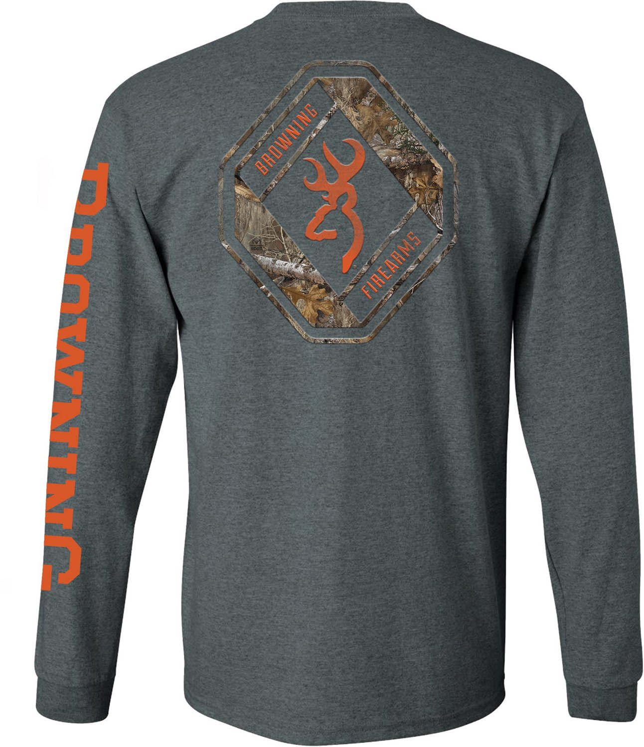 Browning Men's Realtree Edge Diamond Buckmark Long Sleeve Tshirt Academy