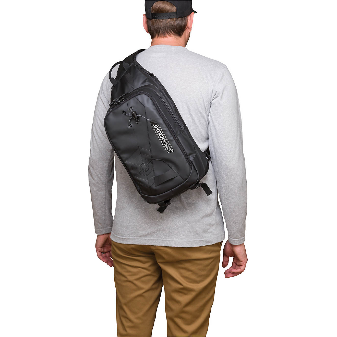 Spiderwire Black Sling Tackle Pack Backpack W/ 1 Medium Box SPB004