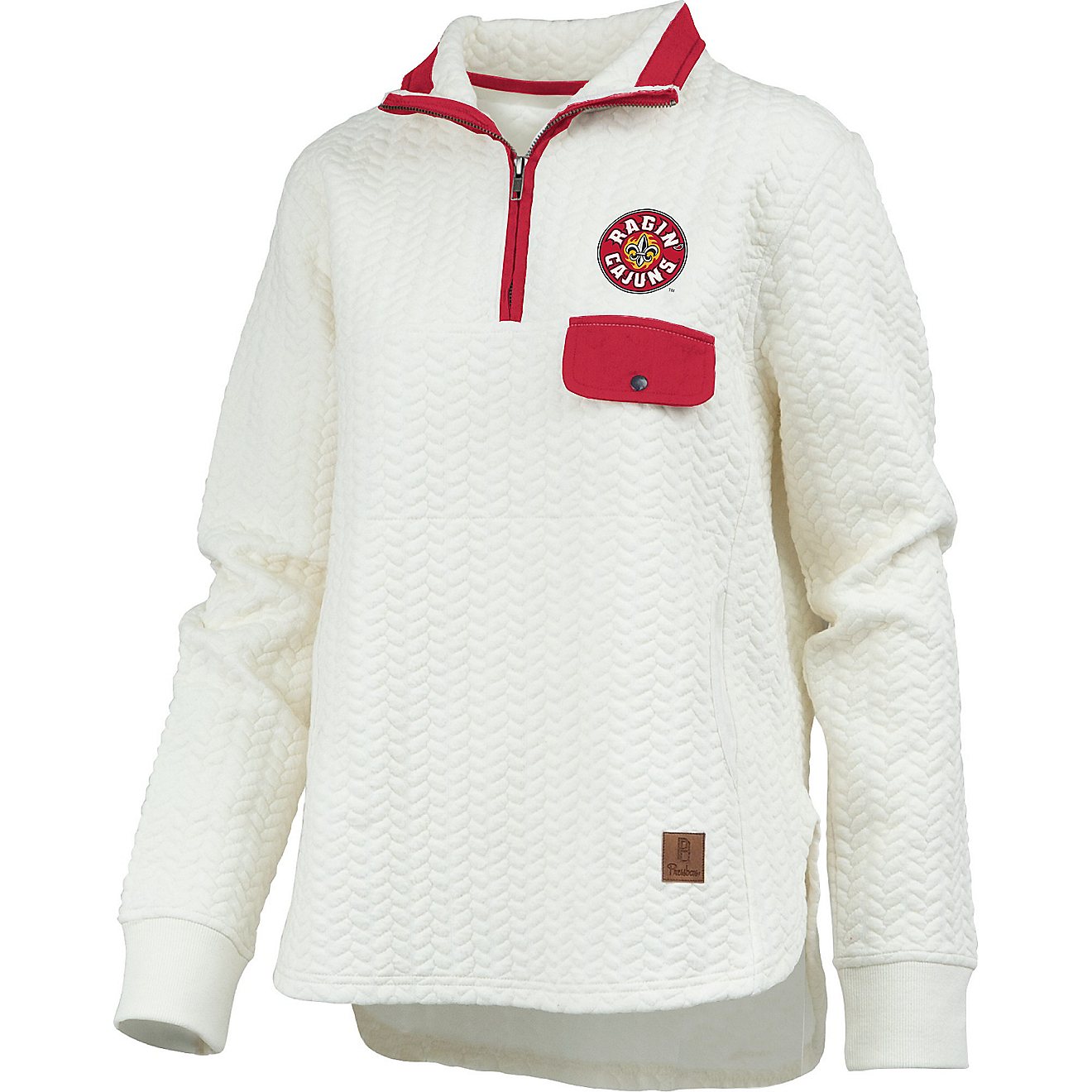 Three Square Women's University of Louisiana at Lafayette Caribou Cable Knit 1/4-Zip Fleece Pullover                             - view number 1