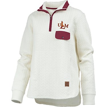 Three Square Women's University of Louisiana at Monroe Caribou Cable Knit 1/4-Zip Fleece Pullover