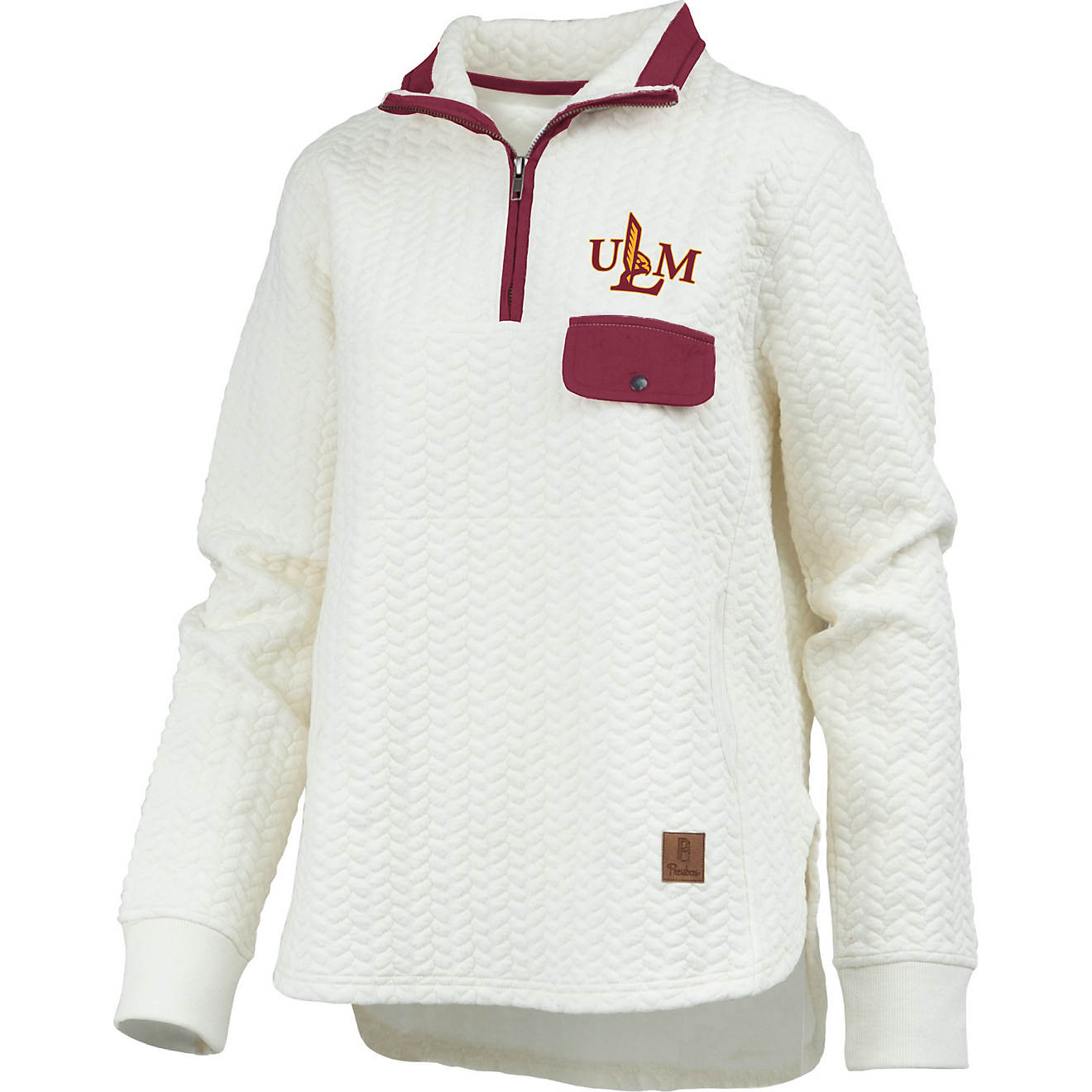 Three Square Women's University of Louisiana at Monroe Caribou Cable Knit 1/4-Zip Fleece Pullover                                - view number 1