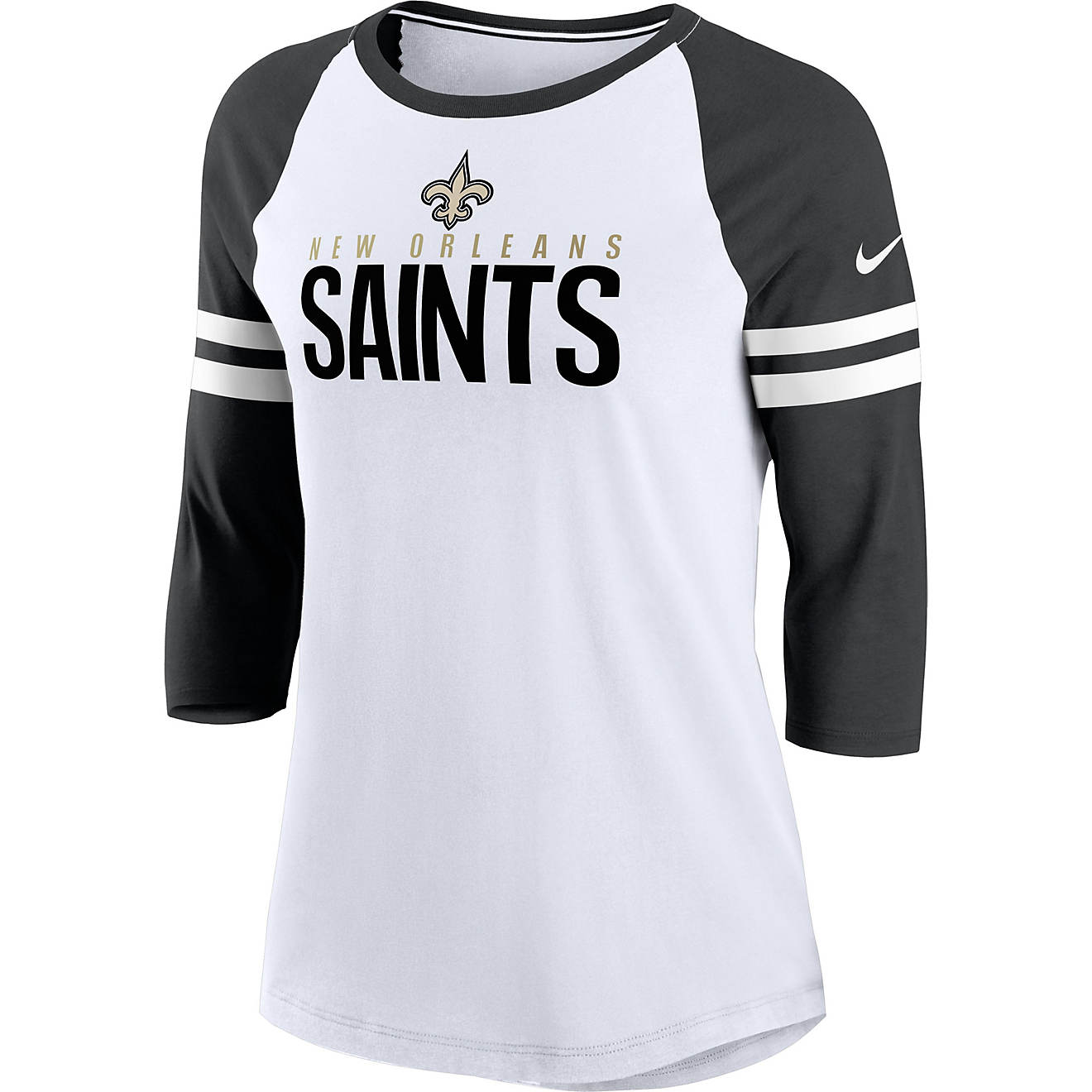 Nike Women's New Orleans Saints 3/4 Raglan Sleeve Stripe T-shirt                                                                 - view number 1