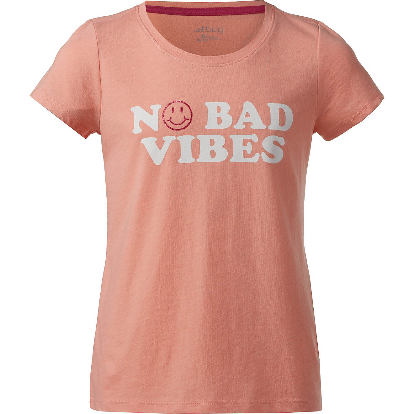 BCG Girls' No Bad Vibes Ringer Short Sleeve T-shirt                                                                              - view number 1
