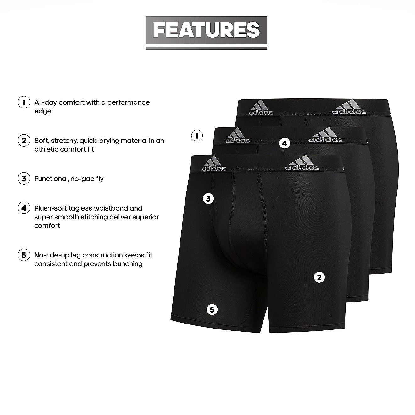 Adidas Men's Performance Trunks Briefs 3-Pack                                                                                    - view number 9