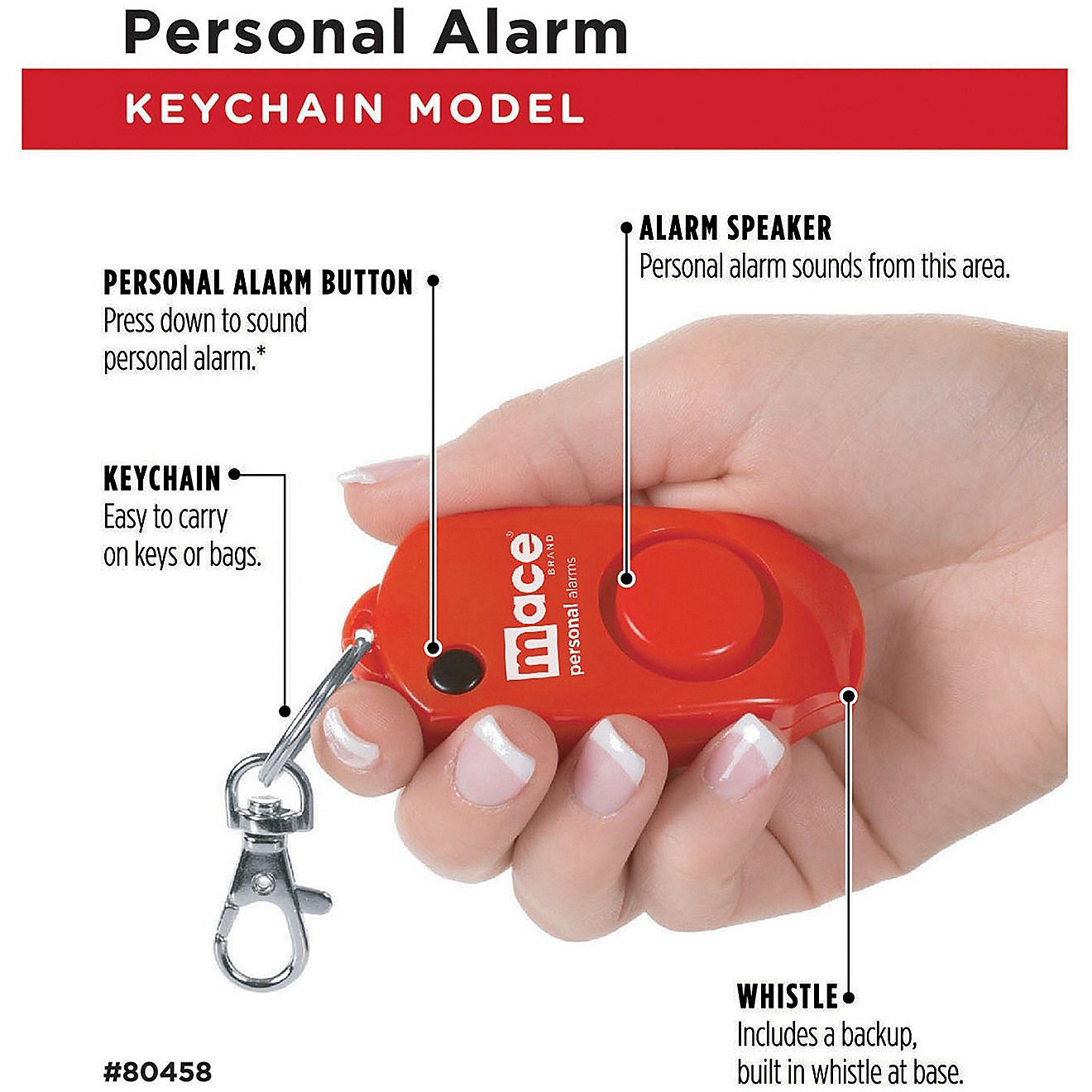 Mace 130 dB Personal Alarm Keychain with Whistle                                                                                 - view number 3