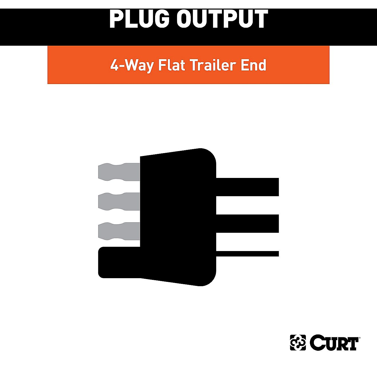 CURT 4-Way Flat Connector Plug and Socket with 12 in Wires                                                                       - view number 3
