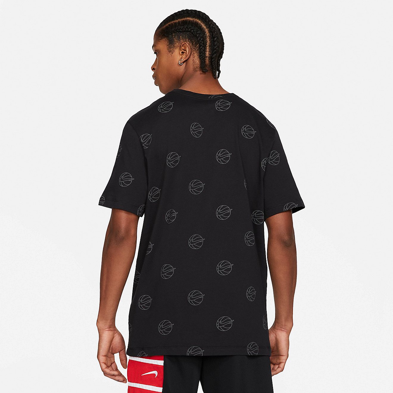Nike Men's Swoosh Allover Print Basketball Short Sleeve T-shirt                                                                  - view number 3