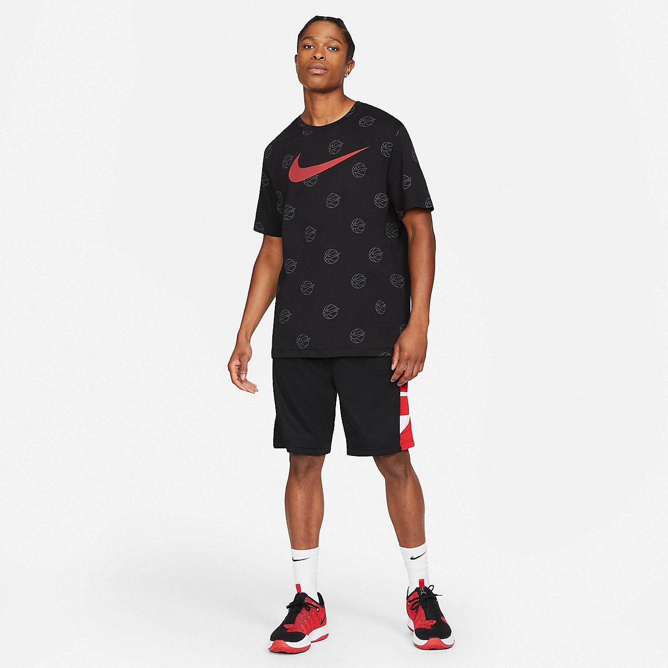 Nike Men's Swoosh Allover Print Basketball Short Sleeve T-shirt                                                                  - view number 1