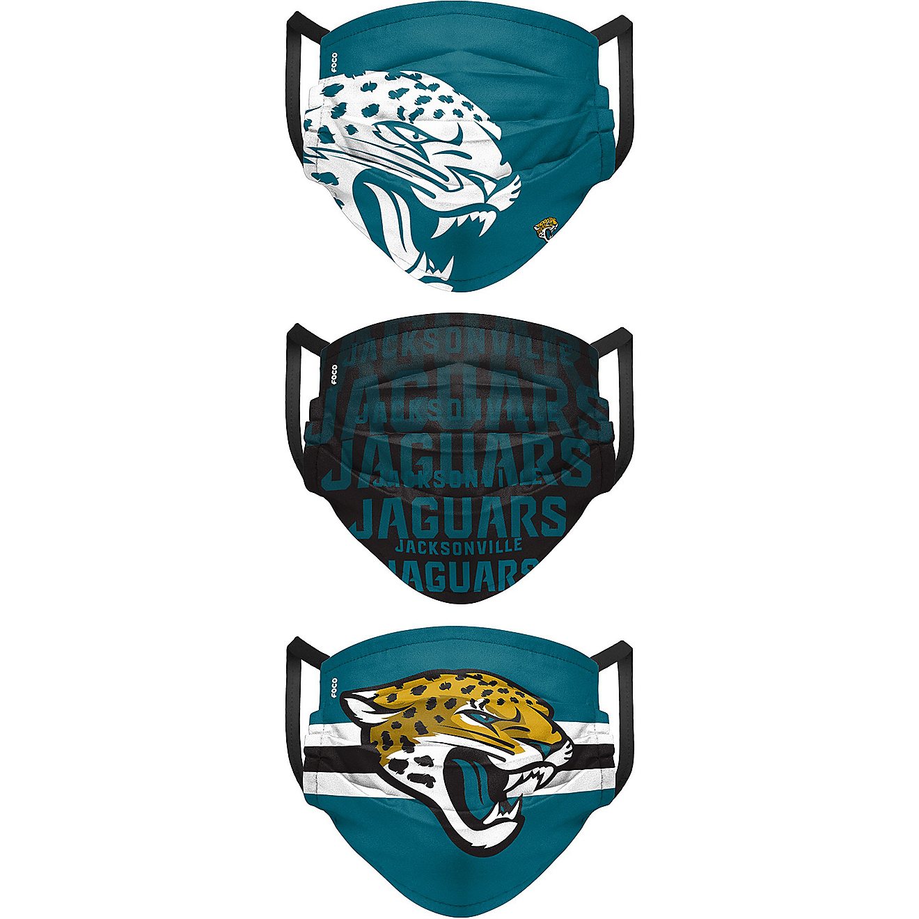 Forever Collectibles Men's Jacksonville Jaguars Matchday Face Covers 3-Pack                                                      - view number 2