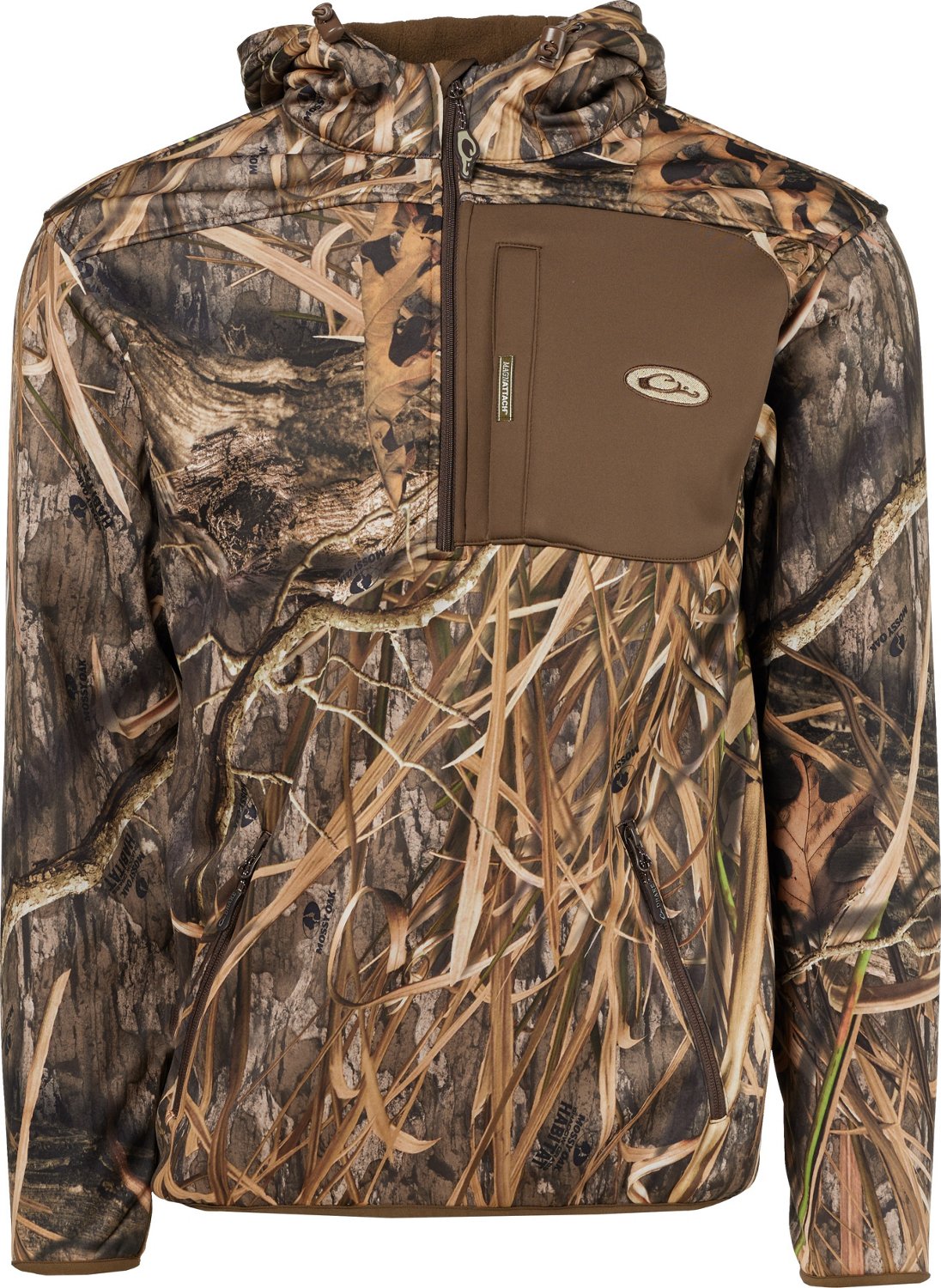 Drake Waterfowl Men's Endurance Mossy Oak 1/4 Zip Hooded Jacket Academy