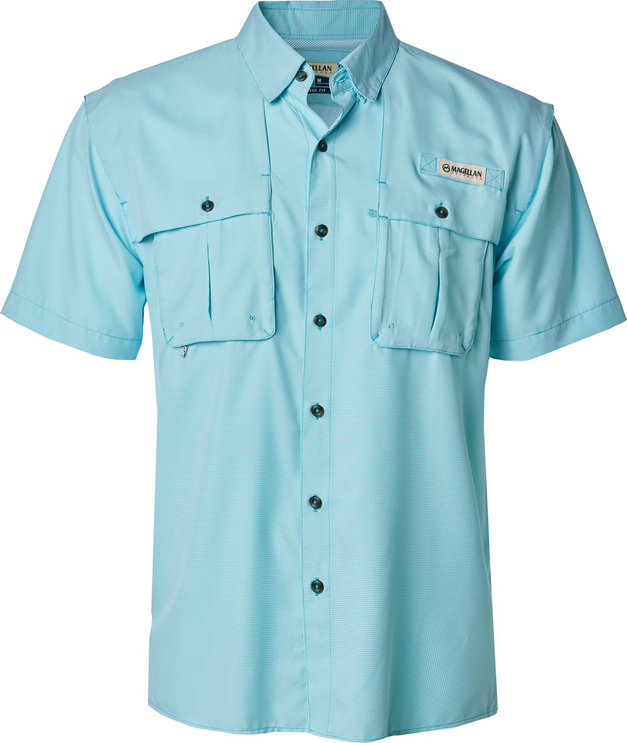 Magellan Outdoors Men's Aransas Pass Mini Check Short Sleeve Shirt                                                              