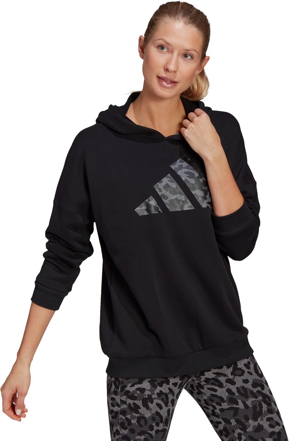 Adidas Women's Sportswear Leopard Print Oversized Hoodie | Academy