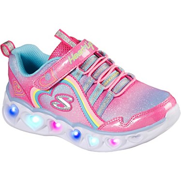 SKECHERS Girls' Pre School Heart Lights Rainbow Lux Shoes
